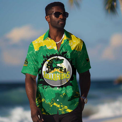 Custom Afro Jamaica Cricket Hawaiian Shirt Go Champions Tallawahs Grunge Style