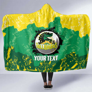 Custom Afro Jamaica Cricket Hooded Blanket Go Champions Tallawahs Grunge Style