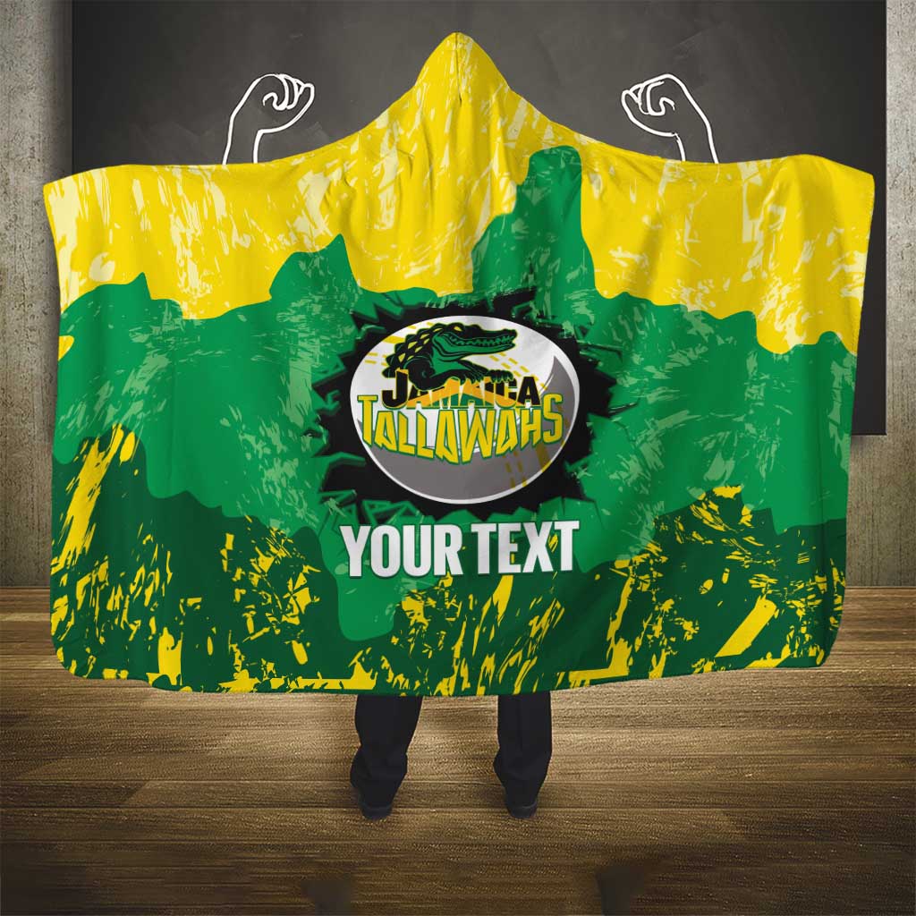 Custom Afro Jamaica Cricket Hooded Blanket Go Champions Tallawahs Grunge Style