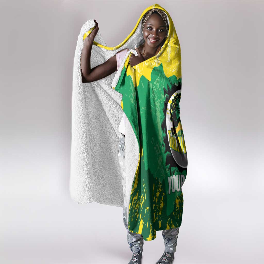 Custom Afro Jamaica Cricket Hooded Blanket Go Champions Tallawahs Grunge Style