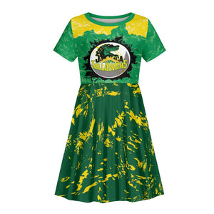 Custom Afro Jamaica Cricket Kid Short Sleeve Dress Go Champions Tallawahs Grunge Style