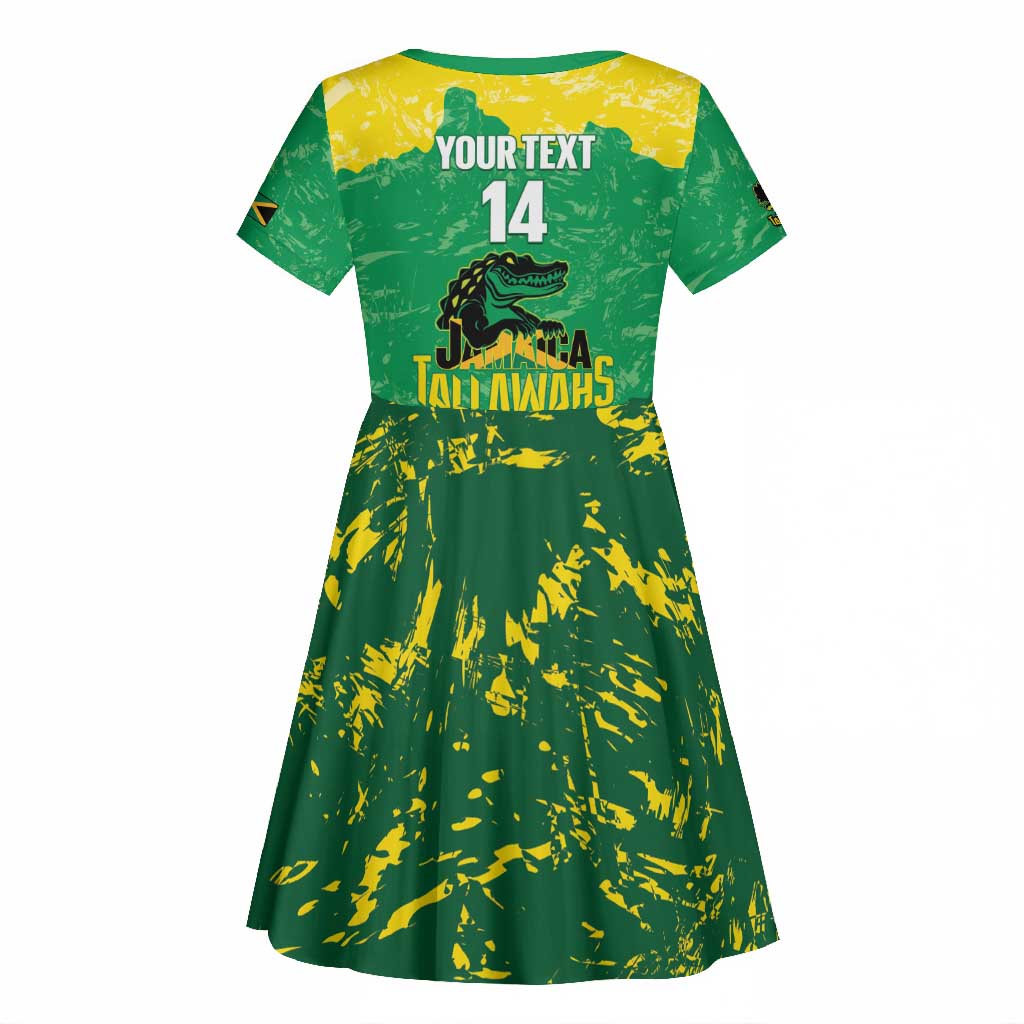 Custom Afro Jamaica Cricket Kid Short Sleeve Dress Go Champions Tallawahs Grunge Style