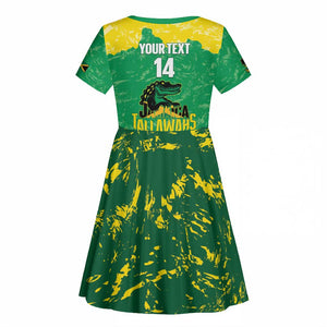 Custom Afro Jamaica Cricket Kid Short Sleeve Dress Go Champions Tallawahs Grunge Style