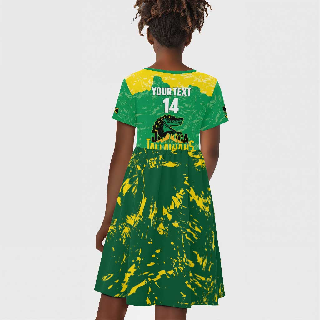 Custom Afro Jamaica Cricket Kid Short Sleeve Dress Go Champions Tallawahs Grunge Style