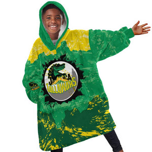 Custom Afro Jamaica Cricket Kid Wearable Blanket Hoodie Go Champions Tallawahs Grunge Style