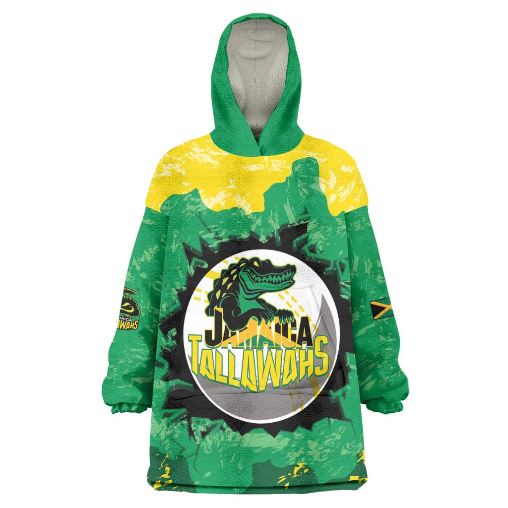 Custom Afro Jamaica Cricket Kid Wearable Blanket Hoodie Go Champions Tallawahs Grunge Style