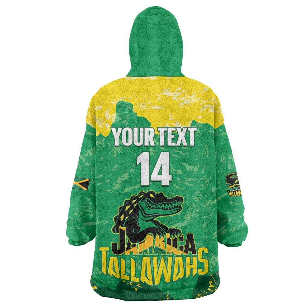 Custom Afro Jamaica Cricket Kid Wearable Blanket Hoodie Go Champions Tallawahs Grunge Style