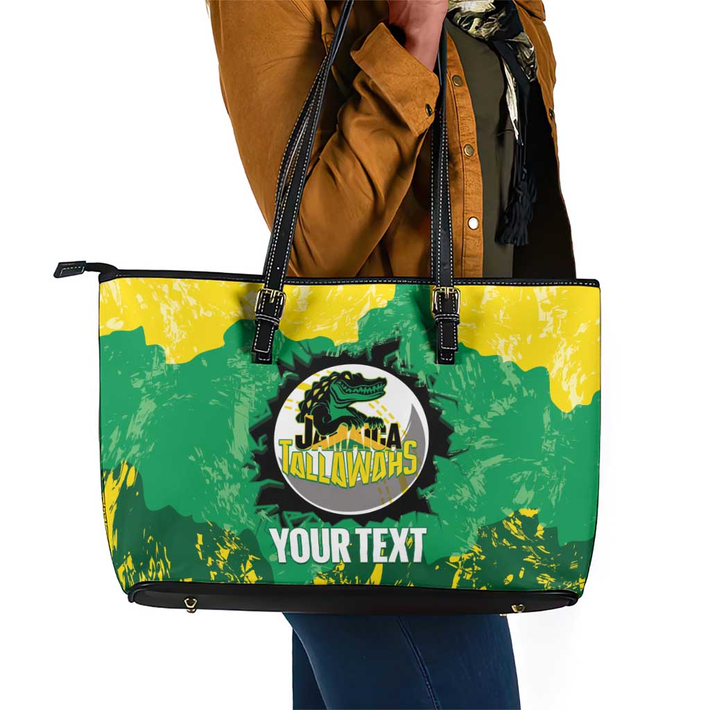 Custom Afro Jamaica Cricket Leather Tote Bag Go Champions Tallawahs Grunge Style