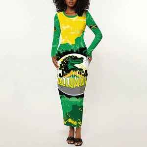 Custom Afro Jamaica Cricket Long Sleeve Bodycon Dress Go Champions Tallawahs Grunge Style