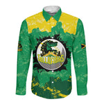 Custom Afro Jamaica Cricket Long Sleeve Button Shirt Go Champions Tallawahs Grunge Style
