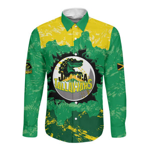 Custom Afro Jamaica Cricket Long Sleeve Button Shirt Go Champions Tallawahs Grunge Style