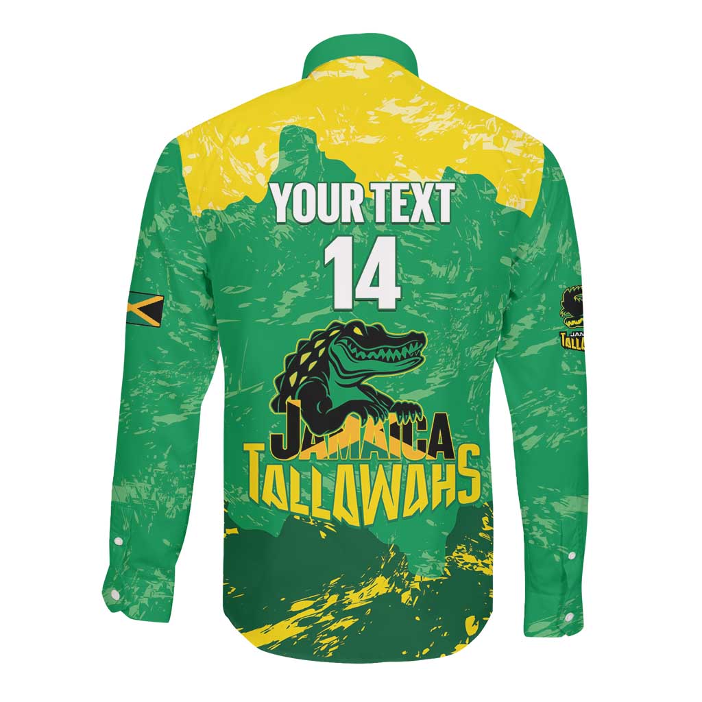 Custom Afro Jamaica Cricket Long Sleeve Button Shirt Go Champions Tallawahs Grunge Style
