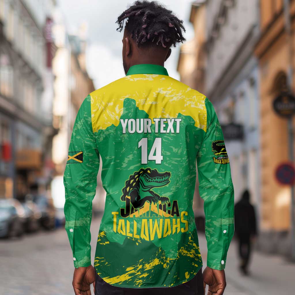 Custom Afro Jamaica Cricket Long Sleeve Button Shirt Go Champions Tallawahs Grunge Style