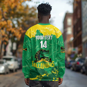 Custom Afro Jamaica Cricket Long Sleeve Shirt Go Champions Tallawahs Grunge Style