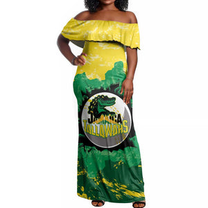 Custom Afro Jamaica Cricket Off Shoulder Maxi Dress Go Champions Tallawahs Grunge Style