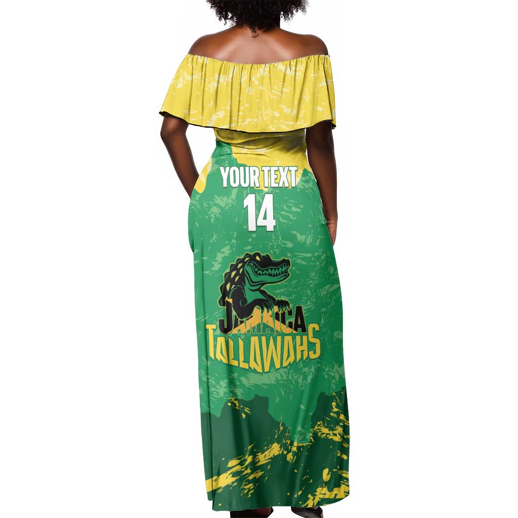 Custom Afro Jamaica Cricket Off Shoulder Maxi Dress Go Champions Tallawahs Grunge Style