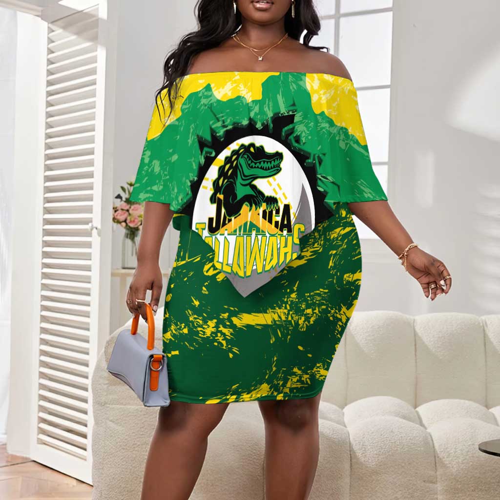 Custom Afro Jamaica Cricket Off Shoulder Short Dress Go Champions Tallawahs Grunge Style