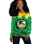 Custom Afro Jamaica Cricket Off Shoulder Sweater Go Champions Tallawahs Grunge Style