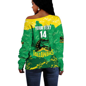 Custom Afro Jamaica Cricket Off Shoulder Sweater Go Champions Tallawahs Grunge Style