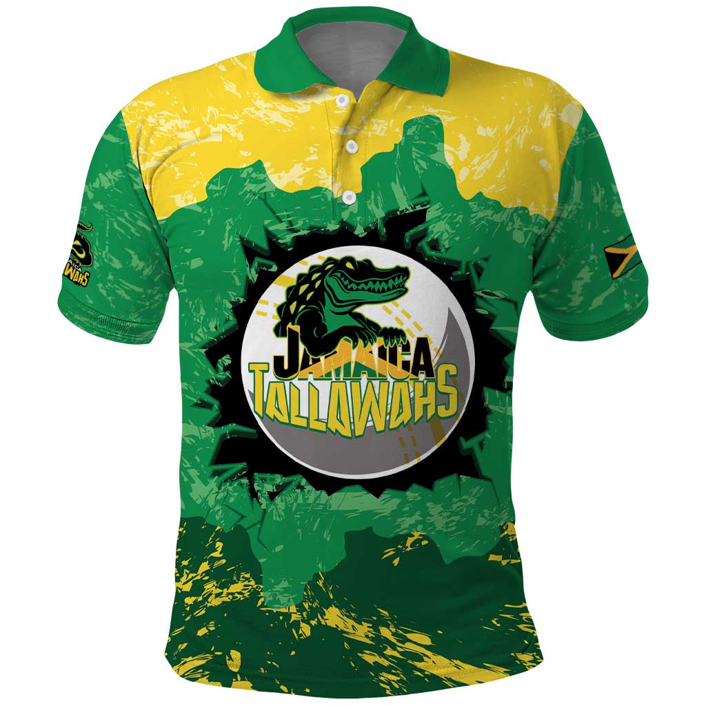 Custom Afro Jamaica Cricket Polo Shirt Go Champions Tallawahs Grunge Style
