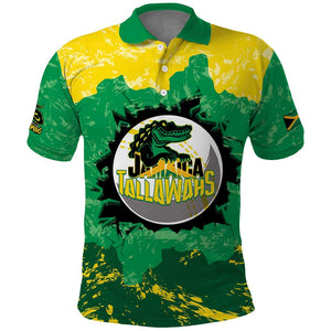 Custom Afro Jamaica Cricket Polo Shirt Go Champions Tallawahs Grunge Style