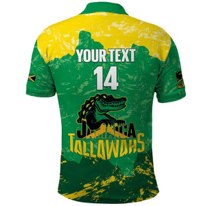 Custom Afro Jamaica Cricket Polo Shirt Go Champions Tallawahs Grunge Style