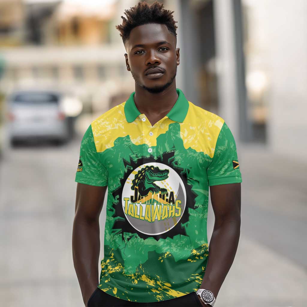 Custom Afro Jamaica Cricket Polo Shirt Go Champions Tallawahs Grunge Style