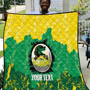 Custom Afro Jamaica Cricket Quilt Go Champions Tallawahs Grunge Style