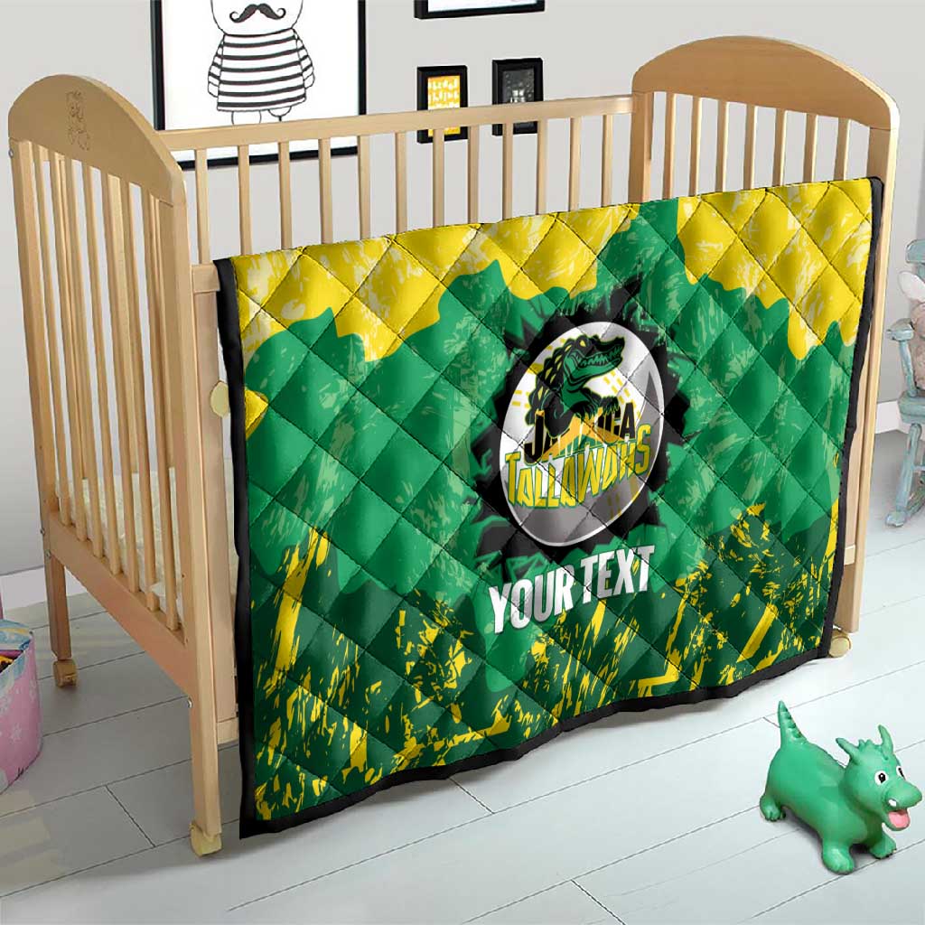 Custom Afro Jamaica Cricket Quilt Go Champions Tallawahs Grunge Style