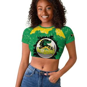 Custom Afro Jamaica Cricket Raglan Cropped T shirt Go Champions Tallawahs Grunge Style