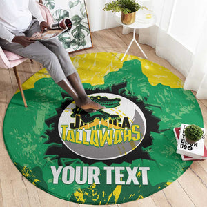 Custom Afro Jamaica Cricket Round Carpet Go Champions Tallawahs Grunge Style