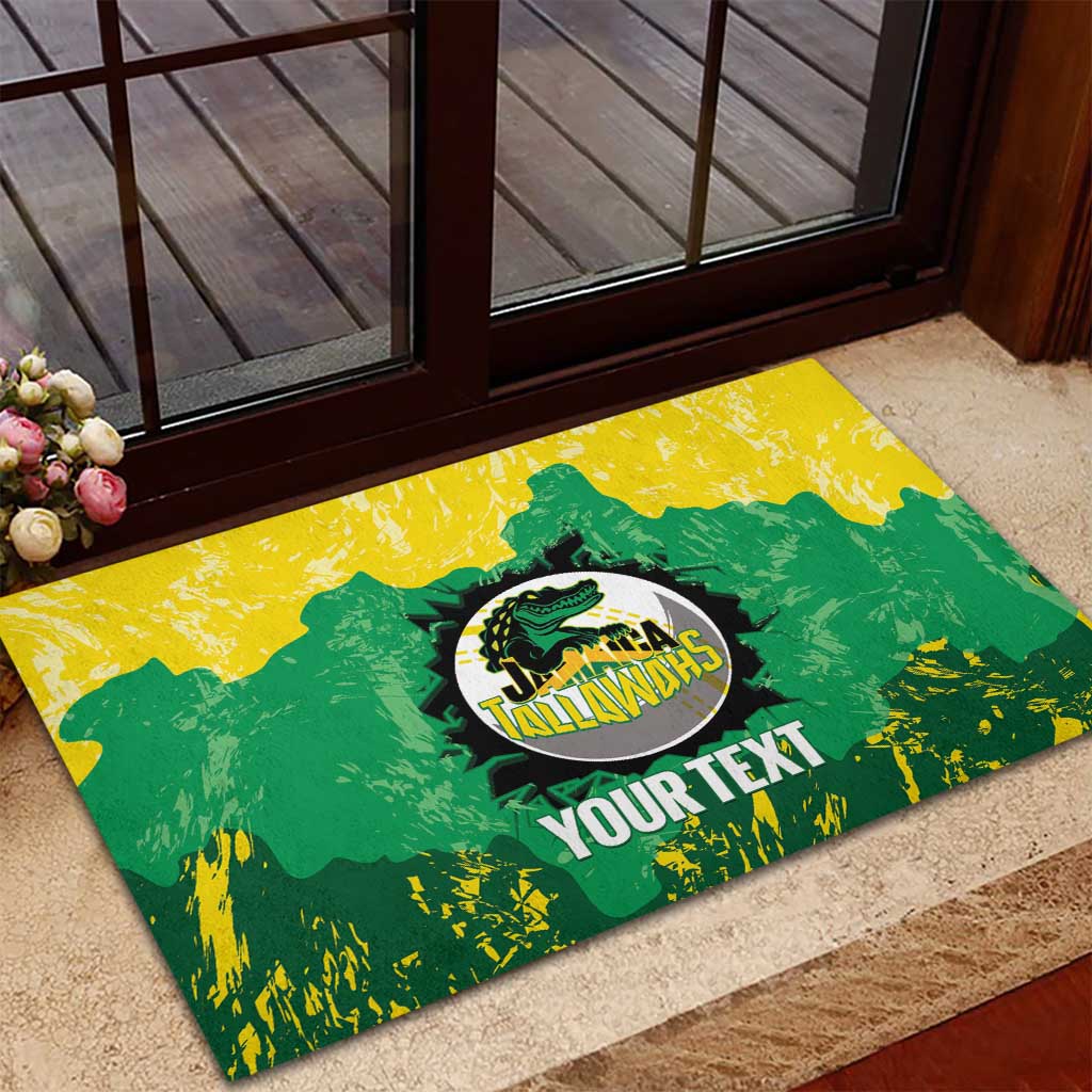 Custom Afro Jamaica Cricket Rubber Doormat Go Champions Tallawahs Grunge Style