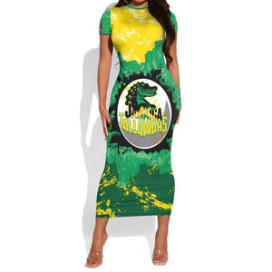 Custom Afro Jamaica Cricket Short Sleeve Bodycon Dress Go Champions Tallawahs Grunge Style