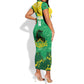 Custom Afro Jamaica Cricket Short Sleeve Bodycon Dress Go Champions Tallawahs Grunge Style