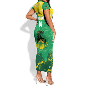 Custom Afro Jamaica Cricket Short Sleeve Bodycon Dress Go Champions Tallawahs Grunge Style
