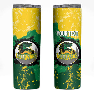 Custom Afro Jamaica Cricket Skinny Tumbler Go Champions Tallawahs Grunge Style