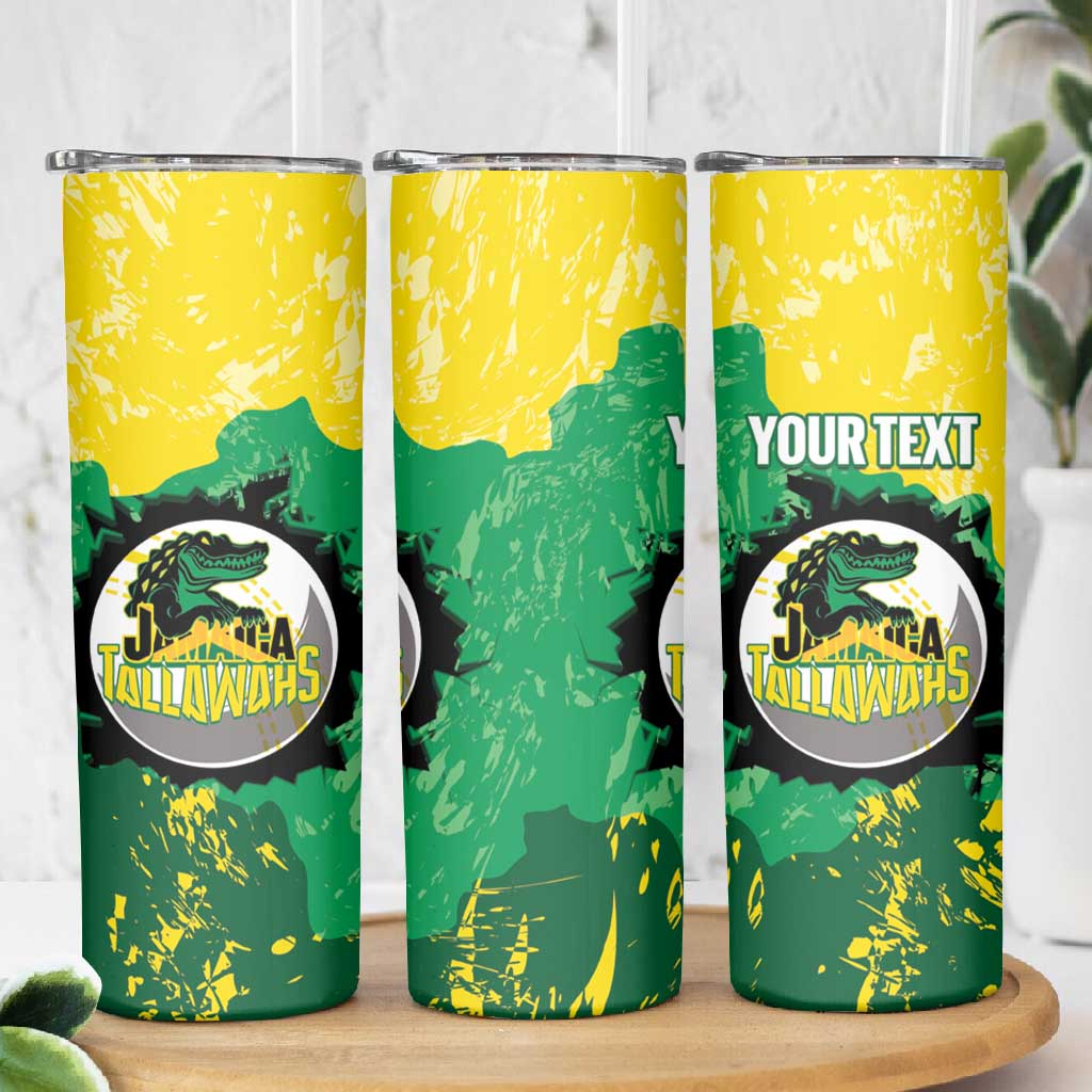 Custom Afro Jamaica Cricket Skinny Tumbler Go Champions Tallawahs Grunge Style