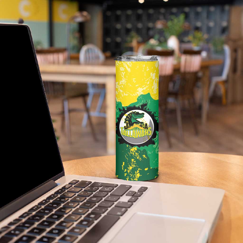 Custom Afro Jamaica Cricket Skinny Tumbler Go Champions Tallawahs Grunge Style