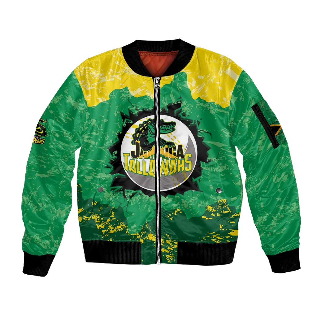 Custom Afro Jamaica Cricket Sleeve Zip Bomber Jacket Go Champions Tallawahs Grunge Style