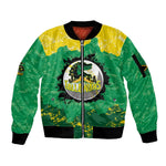 Custom Afro Jamaica Cricket Sleeve Zip Bomber Jacket Go Champions Tallawahs Grunge Style