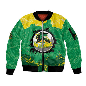 Custom Afro Jamaica Cricket Sleeve Zip Bomber Jacket Go Champions Tallawahs Grunge Style