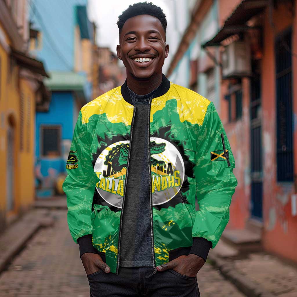 Custom Afro Jamaica Cricket Sleeve Zip Bomber Jacket Go Champions Tallawahs Grunge Style