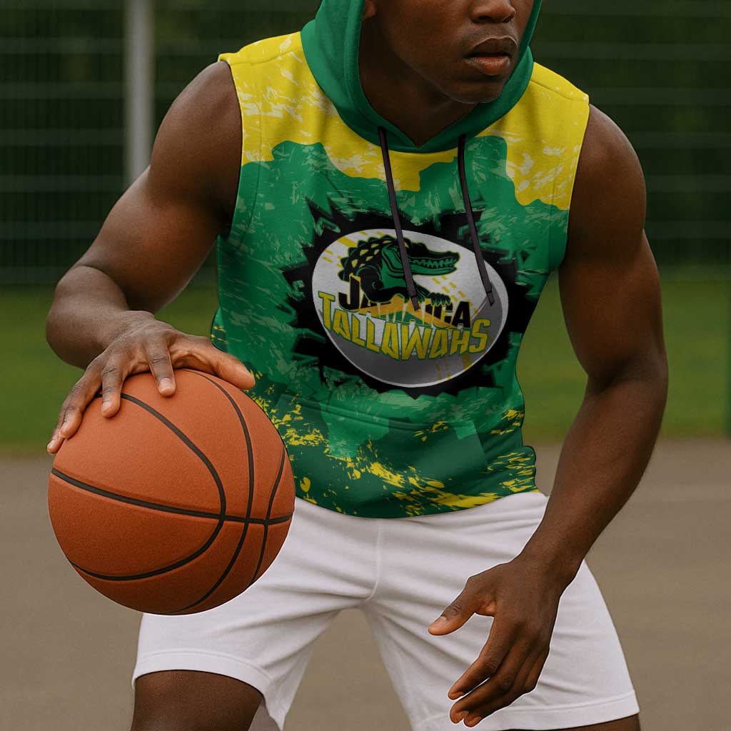 Custom Afro Jamaica Cricket Sleeveless Hoodie Go Champions Tallawahs Grunge Style - African Pride