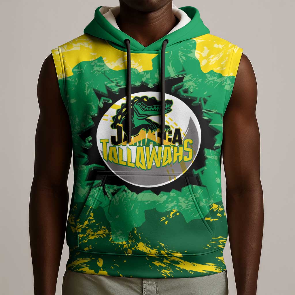 Custom Afro Jamaica Cricket Sleeveless Hoodie Go Champions Tallawahs Grunge Style - African Pride
