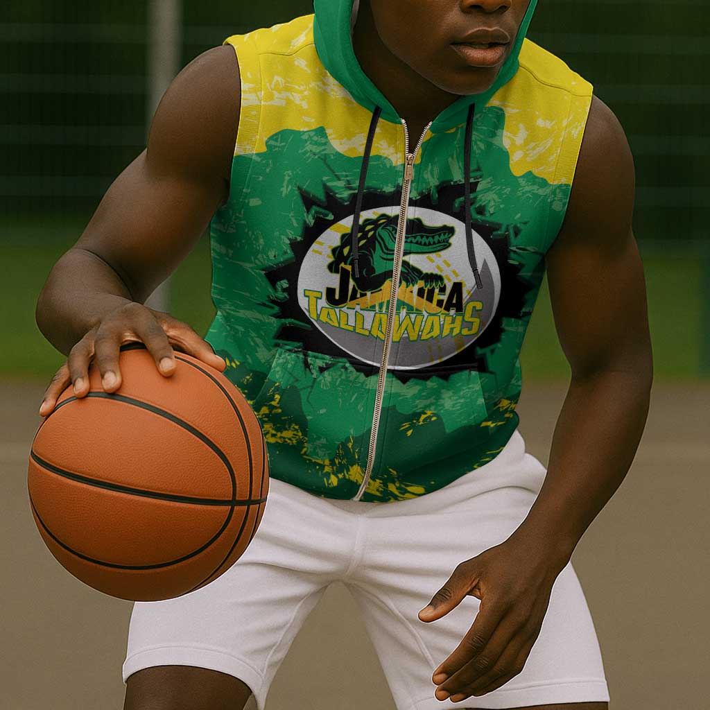 Custom Afro Jamaica Cricket Sleeveless Zip Hoodie Go Champions Tallawahs Grunge Style - African Pride