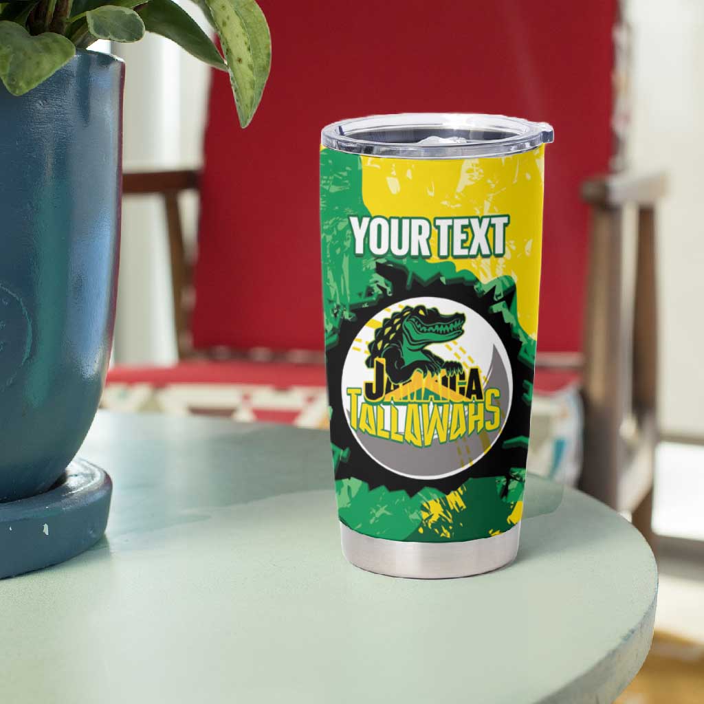 Custom Afro Jamaica Cricket Tumbler Cup Go Champions Tallawahs Grunge Style