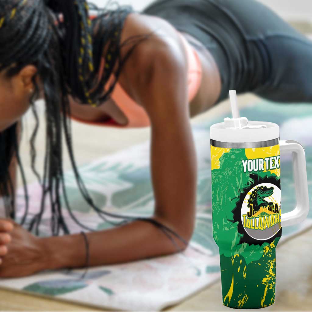 Custom Afro Jamaica Cricket Tumbler With Handle Go Champions Tallawahs Grunge Style