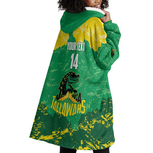 Custom Afro Jamaica Cricket Wearable Blanket Hoodie Go Champions Tallawahs Grunge Style