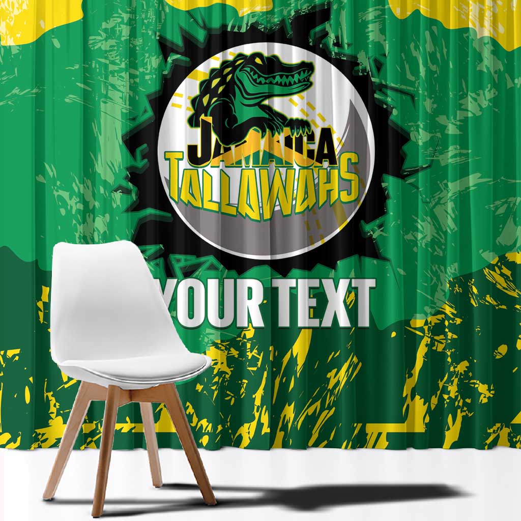 Custom Afro Jamaica Cricket Window Curtain Go Champions Tallawahs Grunge Style