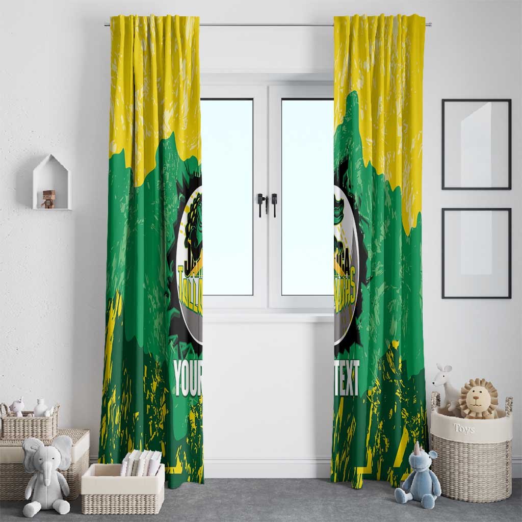 Custom Afro Jamaica Cricket Window Curtain Go Champions Tallawahs Grunge Style